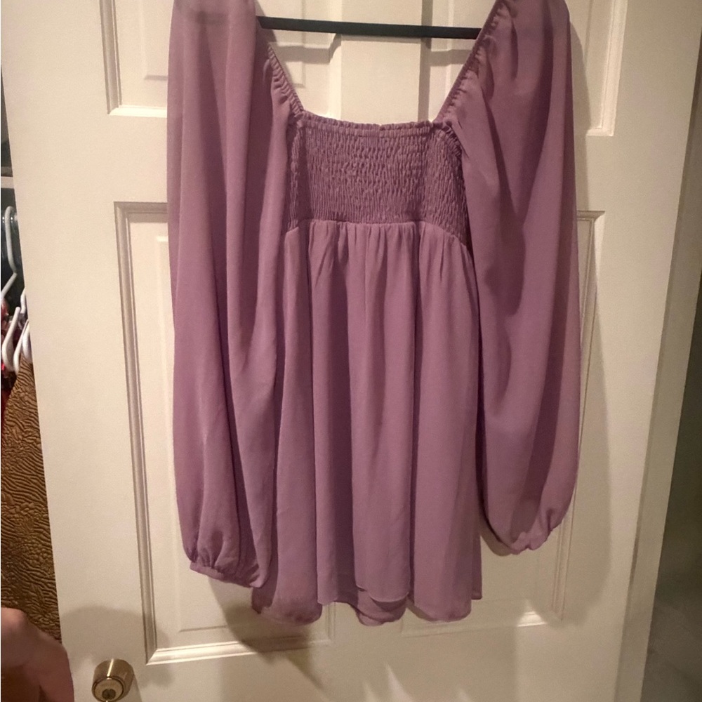 Smocked Square-Neck Dressin Dusty Lavender